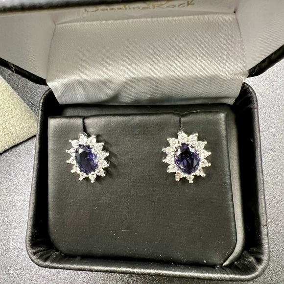 NIB S925 Stamped Silver Amethyst & Zircon Earrings - Picture 10 of 12